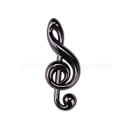 Alloy Brooches, Treble Clef Pins, Musical Note Pins, Gunmetal, 26x18mm(PW-WG39485-03)