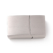 304 Stainless Steel Rectangle Magnetic Clasps with Glue-in Ends, Stainless Steel Color, 20x12x5mm, Hole: 10x3mm(STAS-E089-42P-A)