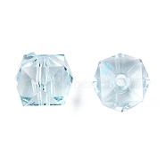 Transparent Acrylic Beads, Faceted, Cube, Light Cyan, 10x10x8mm, Hole: 1.5mm, about 900pcs/500g(TACR-Q259-10mm-V38)