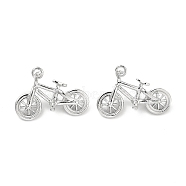 Brass Charms, Bicycle Charm, Real Platinum Plated, 14x20x6mm, Hole: 1.6mm(KK-G447-08P)