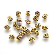 Tibetan Style Alloy Beads, Lead Free & Nickel Free & Cadmium Free, Trapezoid, Antique Golden Color, 6x5x4mm, Hole: 1mmac(GLF0332Y-NF)