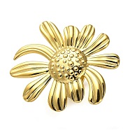 304 Stainless Steel Adjustable Finger Ring for Women, Sunflower, Golden, US Size 7 1/4(17.5mm)(RJEW-H216-03G)