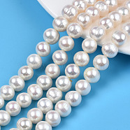 Natural Cultured Freshwater Pearl Beads Strands, Potato, Seashell Color, 9~9.5x10.5~12x9.5~10mm, Hole: 0.8mm, about 40~44pcs/strand, 14.57~14.96 inch(37~38cm)(PEAR-N013-10A)