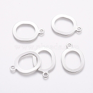 Rack Plating Brass Pendants, Oval, Platinum, 23x16x1mm, Hole: 2.5mm(KK-D530-04P)