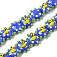 Handmade Bumpy Lampwork Beads Strands, Duck, Royal Blue, 20~21x17~19x9.5~10mm, Hole: 1.6mm, about 30pcs/strand, 18.50 inch~18.90 inch(47~48cm)(LAMP-N021-036A)
