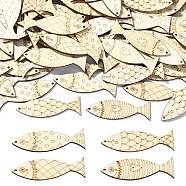 Undyed Wooden Pendants, Fish, Old Lace, 50x15x2mm, Hole: 1.4mm, 100pcs/set(WOOD-CJC0006-017)