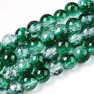 Baking Painted Crackle Glass Beads Strands, Round, Medium Sea Green, 6mm, Hole: 1.3~1.6mm, about 133pcs/strand, 31.4 inch(X-CCG-S001-6mm-19)