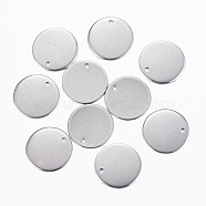201 Stainless Steel Stamping Blank Tag Pendants, Flat Round, Stainless Steel Color, 15x0.8mm, Hole: 1.2mm(STAS-H396-B-05P)