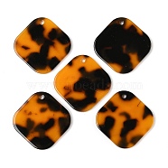 Orange Cellulose Acetate(Resin) Pendants , Rhombus, 29x29x3mm, Hole: 2mm(MACR-G068-01A)