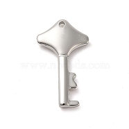 Non-Tarnish 304 Stainless Steel Pendants, Rhombus Key Charm, Stainless Steel Color, 18x10x2.5mm, Hole: 0.8mm(STAS-L022-294P)