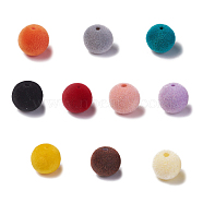 Flocky Acrylic Beads, Round, Mixed Color, 10mm, Hole: 2mm(OACR-L011-C-M)