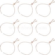 Brass Slider Bracelets Making, with Cubic Zirconia, Box Chains, Long-Lasting Plated, Rose Gold, 9.4 inch(24cm), 1mm, Hole: 1.5mm, 10pcs/box(MAK-UN0001-04RG)