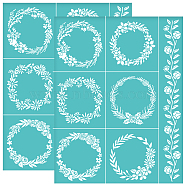 Self-Adhesive Silk Screen Printing Stencil, for Painting on Wood, DIY Decoration T-Shirt Fabric, Turquoise, Flower, 280x220mm(DIY-WH0338-242)
