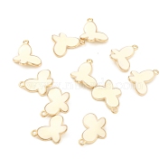 Light Gold Plated Alloy Pendants, with Enamel, Butterfly, Beige, 12x17x2mm, Hole: 1.2mm(ENAM-L029-04C)