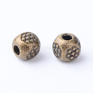 Tibetan Style Alloy Spacer Beads, Column,Cadmium Free & Nickel Free & Lead Free, Antique Bronze, 4x4x4mm, Hole: 1.5mm, about 4000pcs/1000g.(TIBE-Q063-44AB-NR)