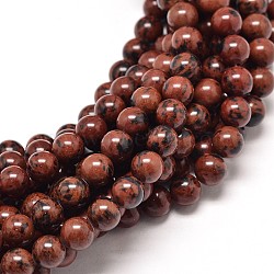 Natural Mahogany Obsidian Round Bead Strands, 8mm, Hole: 1mm, about 46~48pcs/strand, 15 inch(X-G-P072-44-8mm)