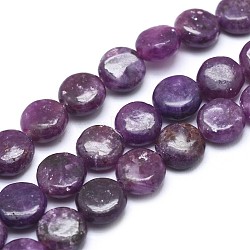 Natural Lepidolite/Purple Mica Stone Beads Strands, Spodumene Beads, Flat Round, 10x4.5~5mm, Hole: 0.8mm, about 41pcs/strand, 15.7 inch(40cm)(G-F626-04)