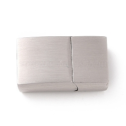 Tarnish Resistant 304 Stainless Steel Rectangle Magnetic Clasps with Glue-in Ends, Stainless Steel Color, 20x12x5mm, Hole: 10x3mm(STAS-E089-42P-A)