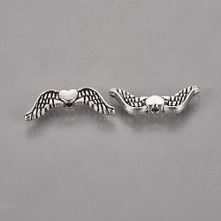 Tibetan Style Alloy Beads, Cadmium Free & Nickel Free & Lead Free, Wing, Antique Silver, 20x7x3mm(TIBEB-6803-AS-FF)