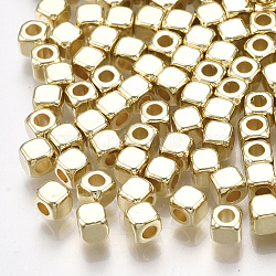 CCB Plastic Spacer Beads, Cube, Light Gold, 3x3x3mm, Hole: 1.5mm(CCB-T006-092KC)
