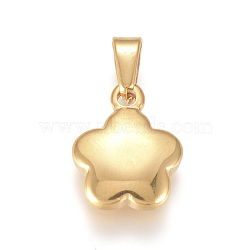 304 Stainless Steel charms, Flower, Golden, 14x11x3.5mm, Hole: 2.5x5mm(STAS-I127-005G-01)