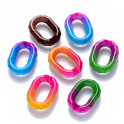 Two Tone Opaque Acrylic Linking Rings, Quick Link Connectors, for Cable Chains Making, Faceted, Oval, Mixed Color, 25x18x9mm, Inner Diameter: 15x8mm(OACR-S036-008A-M)