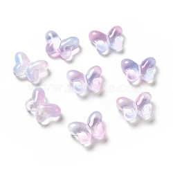 Transparent Baking Paint Glass Beads, Butterfly, Violet, 10x14x5.5mm, Hole: 1mm(GLAA-F115-01J)