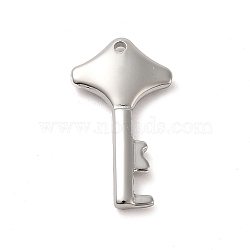 304 Stainless Steel Pendants,  Rhombus Key Charm, Stainless Steel Color, 18x10x2.5mm, Hole: 0.8mm(STAS-L022-294P)