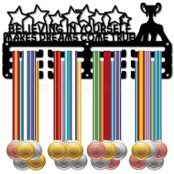 Sports Theme Iron Medal Hanger Holder Display Wall Rack, 3-Line, with Screws, Javelin, Trophy, 130x290mm, Hole: 5mm(ODIS-WH0055-203)