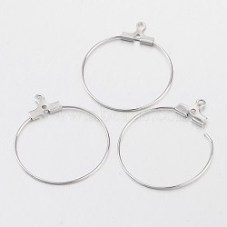 Brass Pendants, Hoop Earring Findings, Platinum, 21 Gauge, 28x0.7mm, Hole: 1mm(X-KK-F0321-01P)