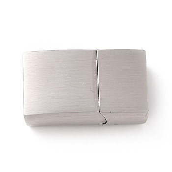 304 Stainless Steel Rectangle Magnetic Clasps with Glue-in Ends, Stainless Steel Color, 20x12x5mm, Hole: 10x3mm