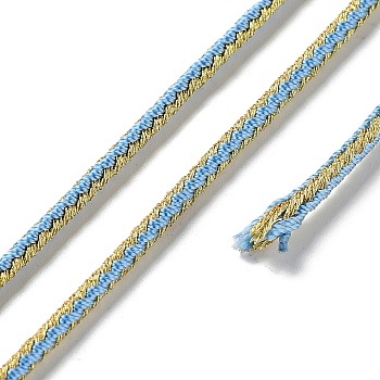 14M Duotone Polyester Braided Cord, Round, Light Sky Blue, 2.5mm, about 15.31 Yards(14m)/Roll