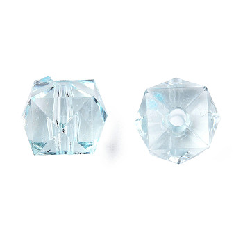 Transparent Acrylic Beads, Faceted, Cube, Light Cyan, 10x10x8mm, Hole: 1.5mm, about 900pcs/500g
