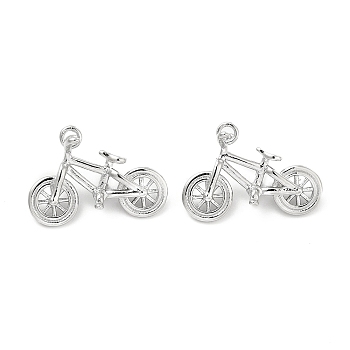 Brass Charms, Bicycle Charm, Real Platinum Plated, 14x20x6mm, Hole: 1.6mm