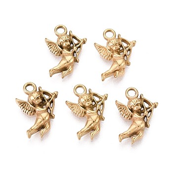 304 Stainless Steel Charms, Cupid with Arrow, Golden, 14.5x10.5x3mm, Hole: 1.6~1.8mm