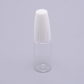 PET Refillable Dropper Bottle, with Stainless Steel Pin, Column, White, 20x74mm, Stainless Steel Pin: 1mm, inner size: 0.8mm, Capacity: 10ml(0.34 fl. oz)