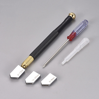 Glass Cutter Tool Set, Pencil Style Oil Feed Carbide Tip, for Tiles/Mirror, Box: 18.7x9.1x3.3cm, 5pcs/set