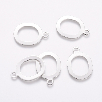 Rack Plating Brass Pendants, Oval, Platinum, 23x16x1mm, Hole: 2.5mm