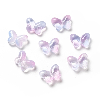 Transparent Baking Paint Glass Beads, Butterfly, Violet, 10x14x5.5mm, Hole: 1mm