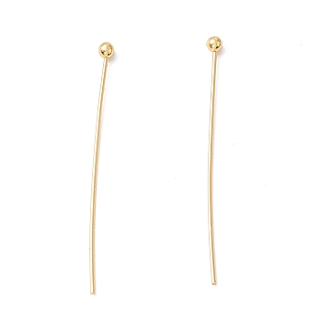 Brass Ball Head Pins, Long-Lasting Plated, Cadmium Free & Lead Free, Real 18K Gold Plated, 30~30.5mm, Head: 1.8mm, Pin: 0.5mm, 24 Gauge