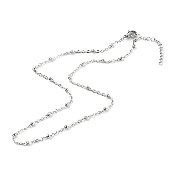 304 Stainless Steel Satellite Chain Necklaces, with Lobster Claw Clasps, Stainless Steel Color, 15.74 inch(40cm)