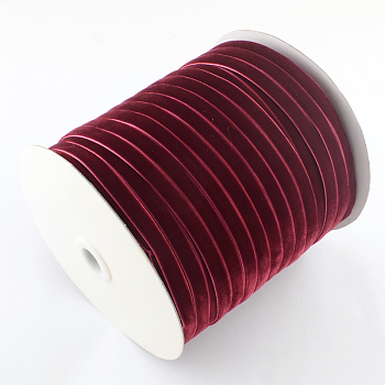1/8 inch Single Face Velvet Ribbon, Dark Red, 1/8 inch(3.2mm), about 200yards/roll(182.88m/roll)