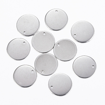201 Stainless Steel Stamping Blank Tag Pendants, Flat Round, Stainless Steel Color, 15x0.8mm, Hole: 1.2mm