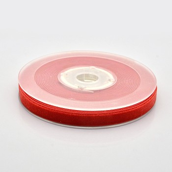 Polyester Velvet Ribbon for Gift Packing and Festival Decoration, Red, 3/8 inch(10mm), about 50yards/roll(45.72m/roll)