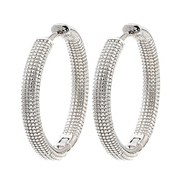Brass Hoop Earrings, Ring, Platinum, 23.5x25x3mm