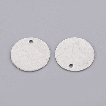 304 Stainless Steel Stamping Blank Tag Pendants, Flat Round, Stainless Steel Color, 15x0.6mm, Hole: 1.4mm