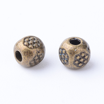 Tibetan Style Alloy Spacer Beads, Column,Cadmium Free & Nickel Free & Lead Free, Antique Bronze, 4x4x4mm, Hole: 1.5mm, about 4000pcs/1000g.
