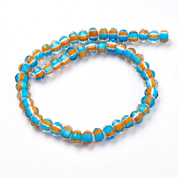 Handmade Lampwork Beads Strands, Faceted, Rondelle, Orange, 10.5~11.5x7.5~8mm, Hole: 2~2.5mm, about 51pcs/strand, 15.7 inch(40cm)