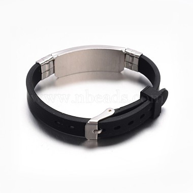 Jewelry Black Color Rubber Cord Bracelets(BJEW-G468-26)-2