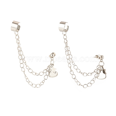 304 cadenas de seguridad de acero inoxidable aretes colgantes con ear cuff(EJEW-JE04925)-3